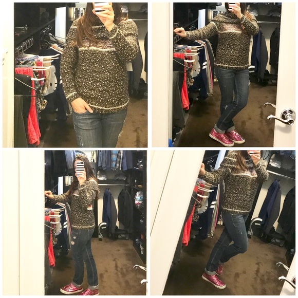 Metallic fold down knit sweater - Picture 5 of 8